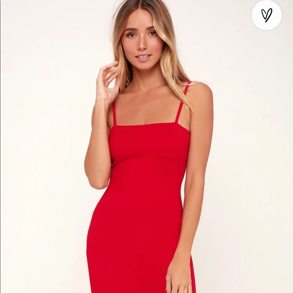 Red Paulina Midi Dress - New with tags Lulus Dress